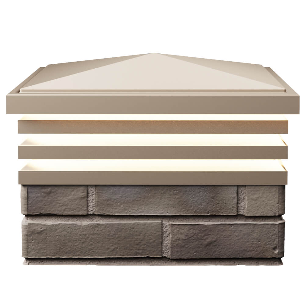 Колпак Zking Бона ХайТек Бежевый на столб 1.5х1.5 кирпича (385х385мм) с подсветкой в Альметьевске фото