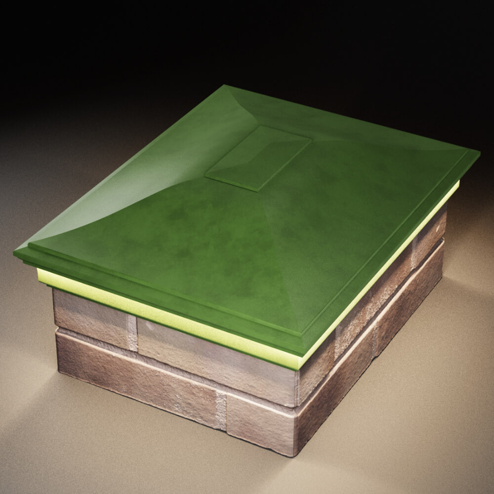 Колпак Zking Монблан Зеленый на столб 2х1.5 кирпича (515х385мм) c подсветкой в Альметьевске фото