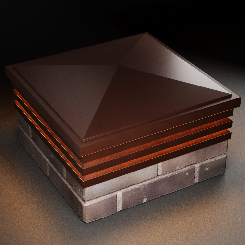 Колпак Zking Бона ХайТек Коричневый на столб 2х2 кирпича (513х513мм) с подсветкой в Альметьевске фото