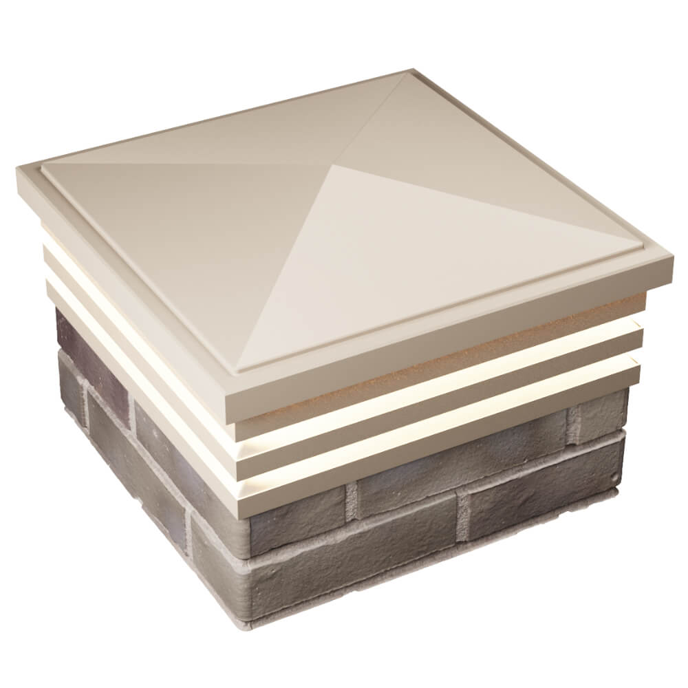 Колпак Zking Бона ХайТек Бежевый на столб 1.5х1.5 кирпича (385х385мм) с подсветкой в Альметьевске фото