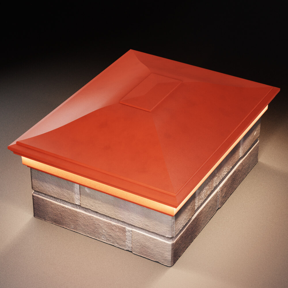 Колпак Zking Монблан Красный на столб 2х1.5 кирпича (515х385мм) c подсветкой в Альметьевске фото