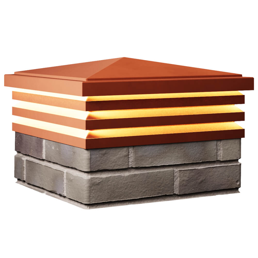 Колпак Zking Бона ХайТек Красный на столб 1.5х1.5 кирпича (385х385мм) с подсветкой в Альметьевске фото