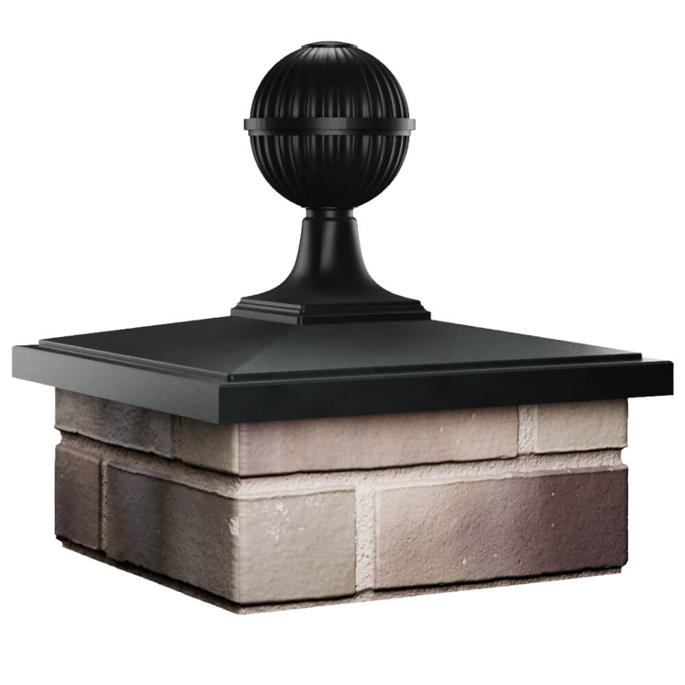 Колпак Zking БонаМоно Черный с шаром на столб 1.5х1.5 кирпича (385х385, 400х400мм) в сборе в Альметьевске фото