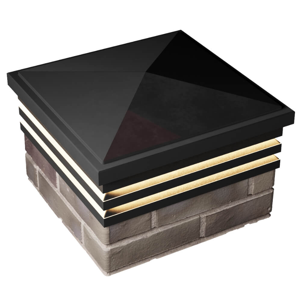 Колпак Zking Бона ХайТек Черный на столб 1.5х1.5 кирпича (385х385мм) с подсветкой в Альметьевске фото