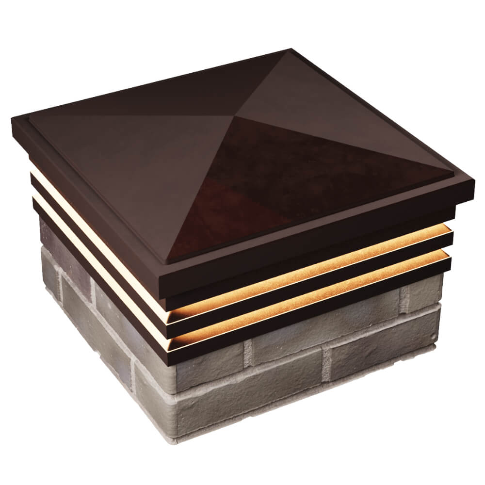 Колпак Zking Бона ХайТек Коричневый на столб 1.5х1.5 кирпича (385х385мм) с подсветкой в Альметьевске фото