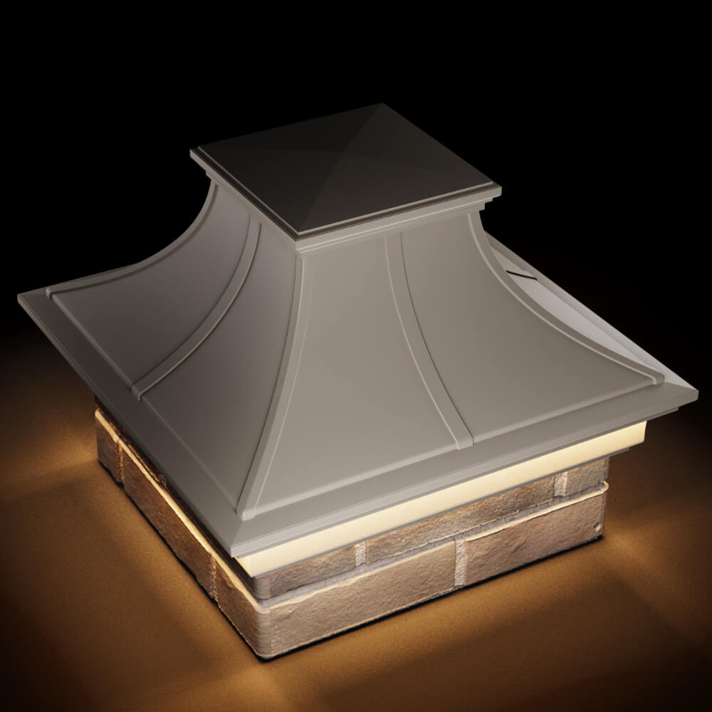 Колпак Zking Монблан Премиум Бежевый на столб 1.5х1.5 кирпича (385х385мм) с подсветкой в Альметьевске фото