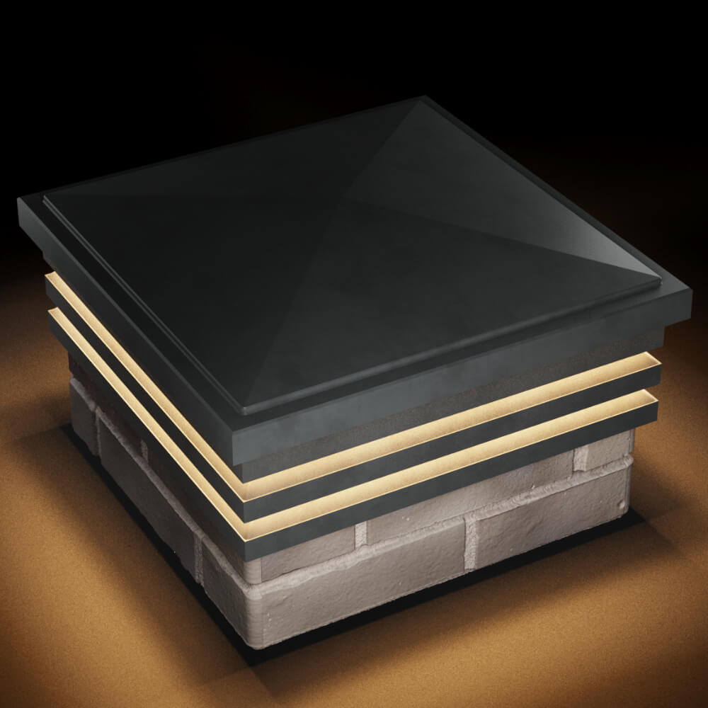 Колпак Zking Бона ХайТек Серый на столб 1.5х1.5 кирпича (385х385мм) с подсветкой в Альметьевске фото