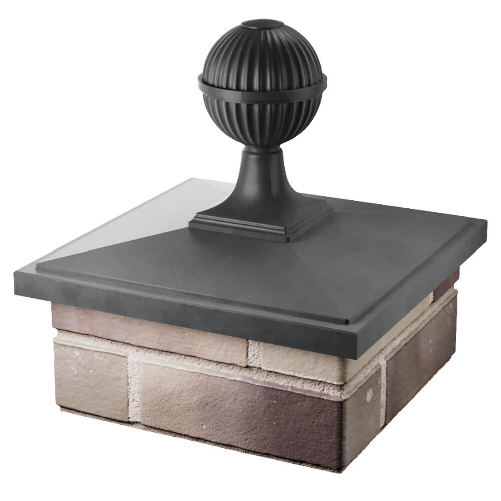Колпак Zking БонаМоно Серый с шаром на столб 1.5х1.5 кирпича (385х385, 400х400мм) в сборе в Альметьевске фото
