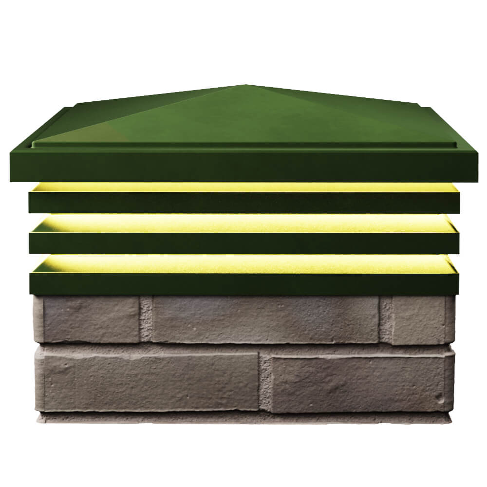 Колпак Zking Бона ХайТек Зеленый на столб 1.5х1.5 кирпича (385х385мм) с подсветкой в Альметьевске фото