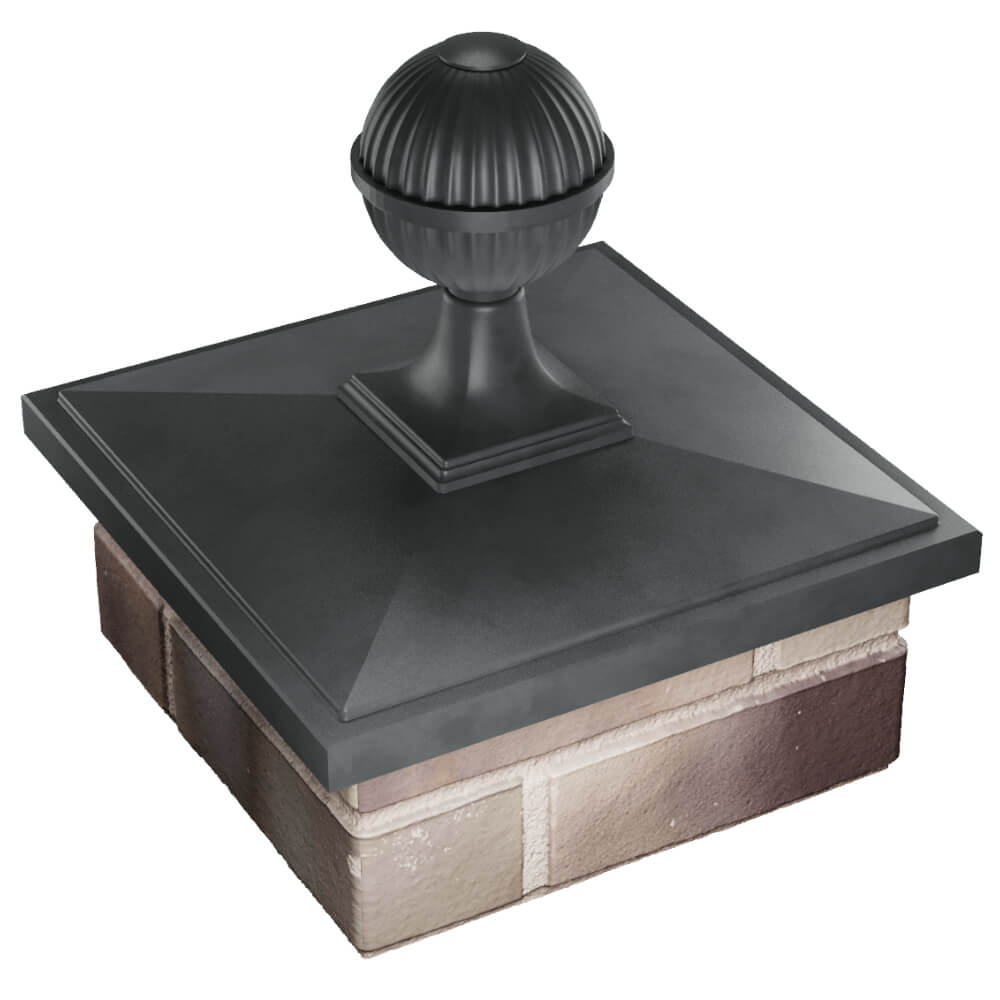 Колпак Zking БонаМоно Серый с шаром на столб 1.5х1.5 кирпича (385х385, 400х400мм) в сборе в Альметьевске фото