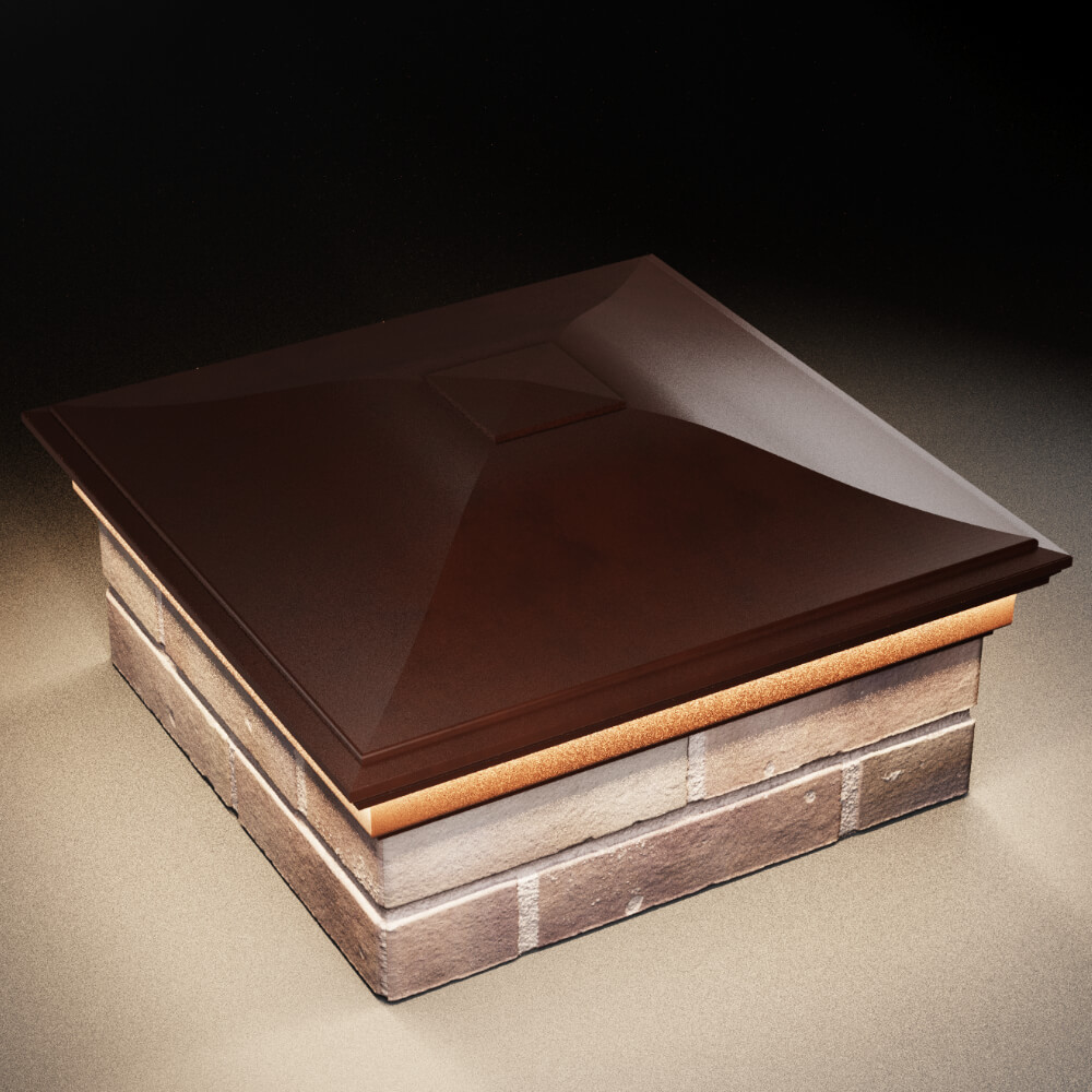 Колпак Zking Монблан Коричневый на столб 2х2 кирпича (515х515мм) c подсветкой в Альметьевске фото