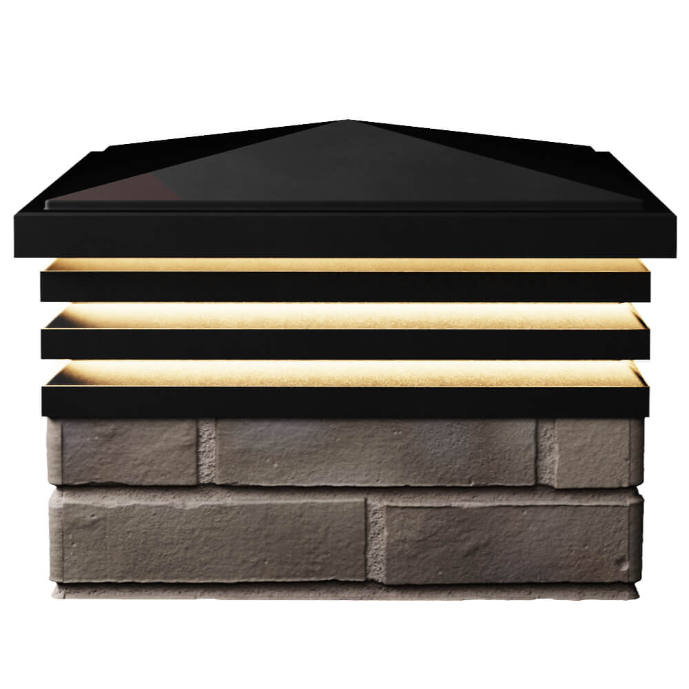 Колпак Zking Бона ХайТек Черный на столб 1.5х1.5 кирпича (385х385мм) с подсветкой в Альметьевске фото