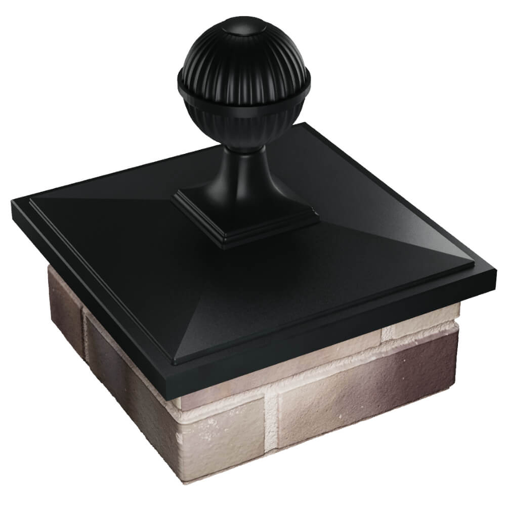 Колпак Zking БонаМоно Черный с шаром на столб 1.5х1.5 кирпича (385х385, 400х400мм) в сборе в Альметьевске фото