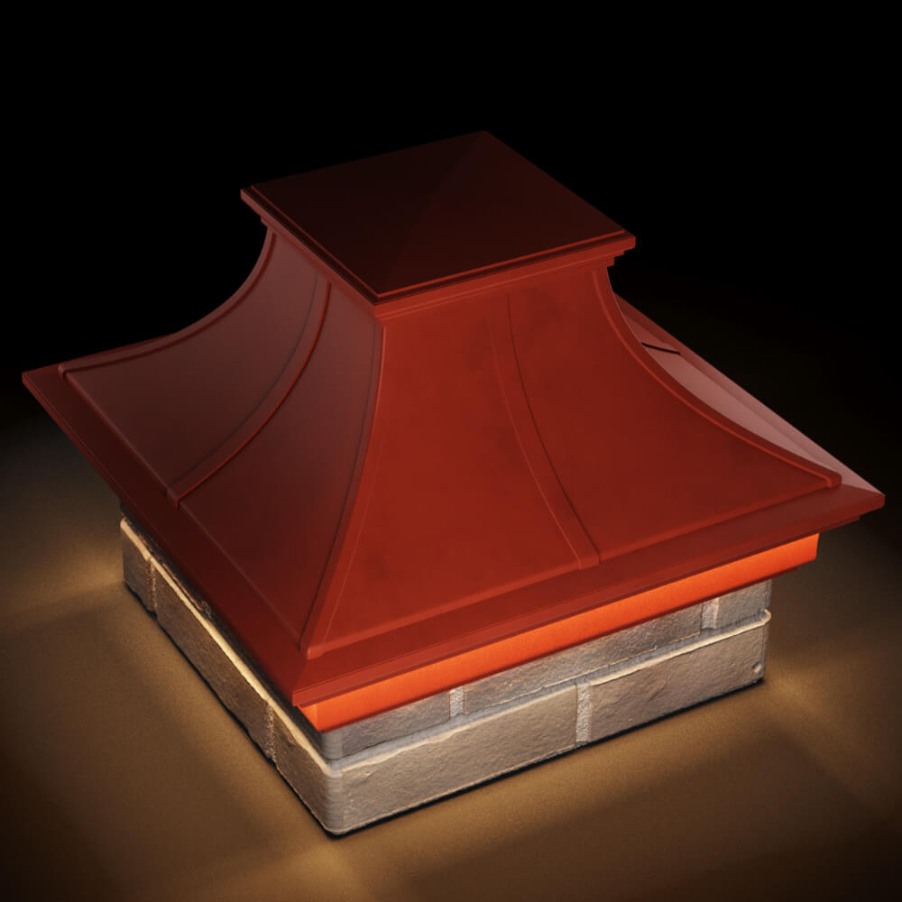 Колпак Zking Монблан Премиум Красный на столб 1.5х1.5 кирпича (385х385мм) с подсветкой в Альметьевске фото