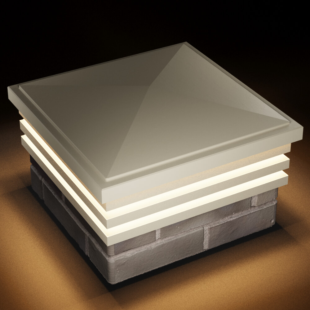 Колпак Zking Бона ХайТек Бежевый на столб 1.5х1.5 кирпича (385х385мм) с подсветкой в Альметьевске фото