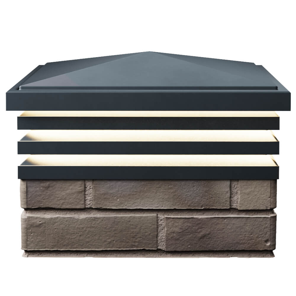 Колпак Zking Бона ХайТек Серый на столб 1.5х1.5 кирпича (385х385мм) с подсветкой в Альметьевске фото