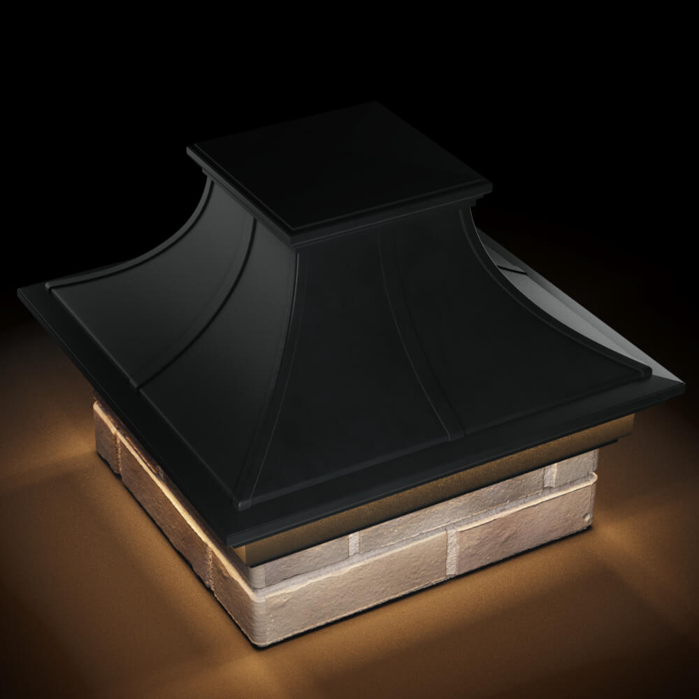 Колпак Zking Монблан Премиум Черный на столб 1.5х1.5 кирпича (385х385мм) с подсветкой в Альметьевске фото