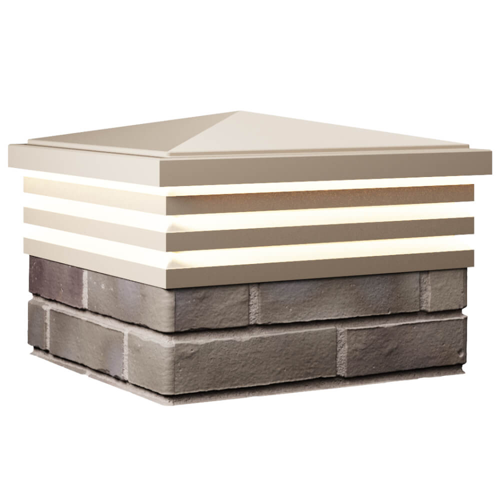 Колпак Zking Бона ХайТек Бежевый на столб 1.5х1.5 кирпича (385х385мм) с подсветкой в Альметьевске фото