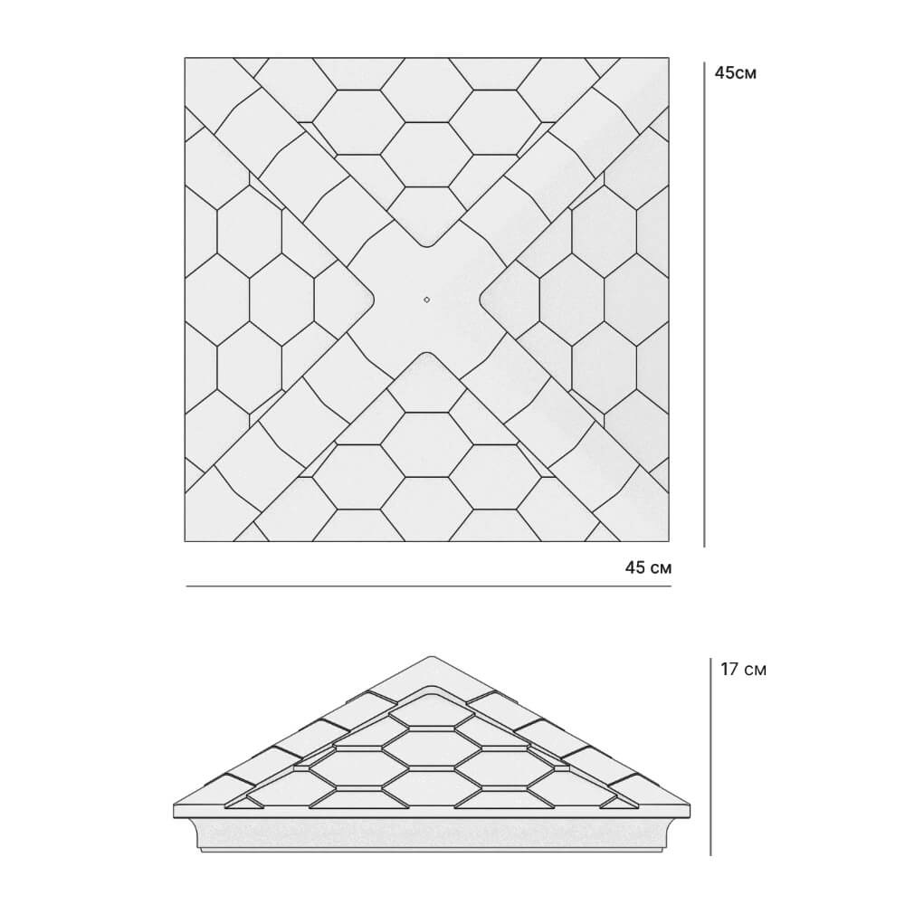 Колпак Zking Эверест Серый на столб 1.5х1.5 кирпича (390х390мм) в Альметьевске фото