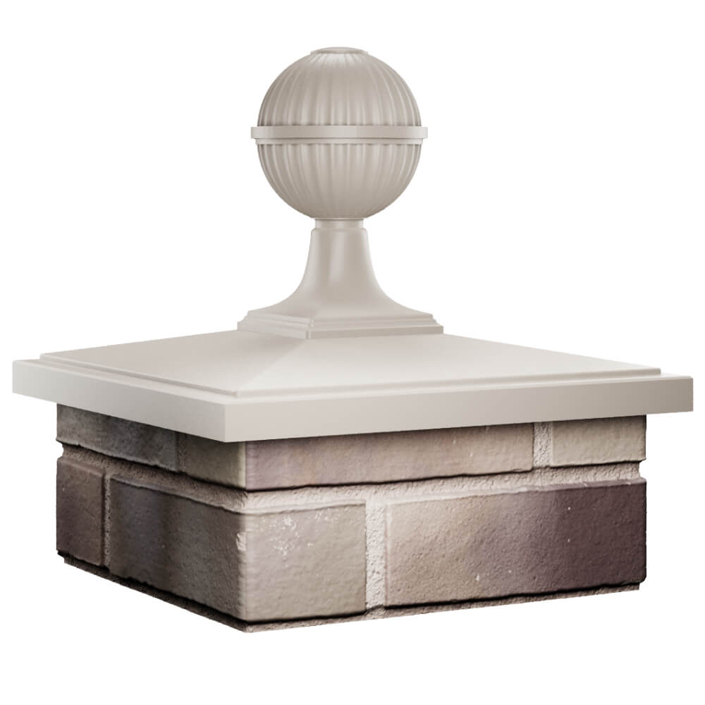 Колпак Zking БонаМоно Бежевый с шаром на столб 1.5х1.5 кирпича (385х385, 400х400мм) в сборе в Альметьевске фото