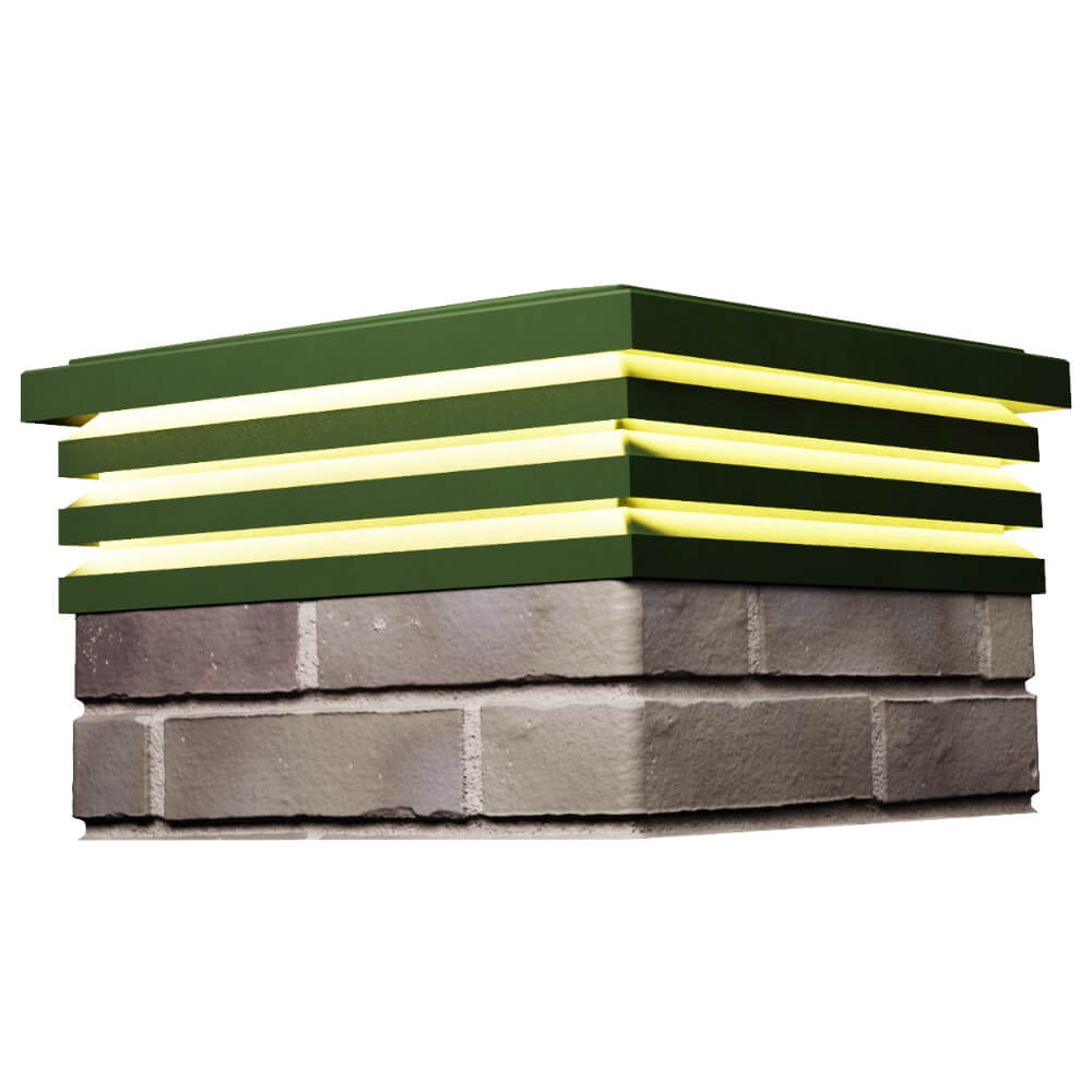 Колпак Zking Бона ХайТек Зеленый на столб 1.5х1.5 кирпича (385х385мм) с подсветкой в Альметьевске фото