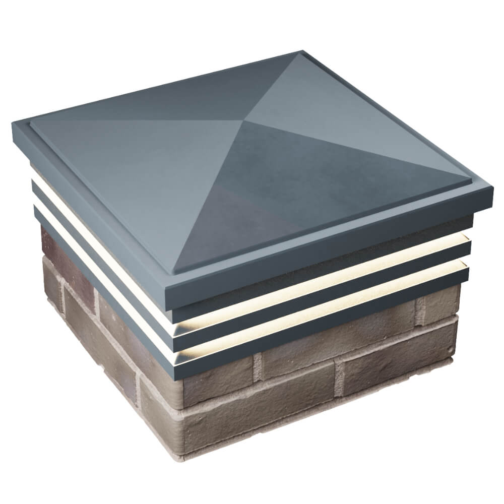 Колпак Zking Бона ХайТек Серый на столб 1.5х1.5 кирпича (385х385мм) с подсветкой в Альметьевске фото