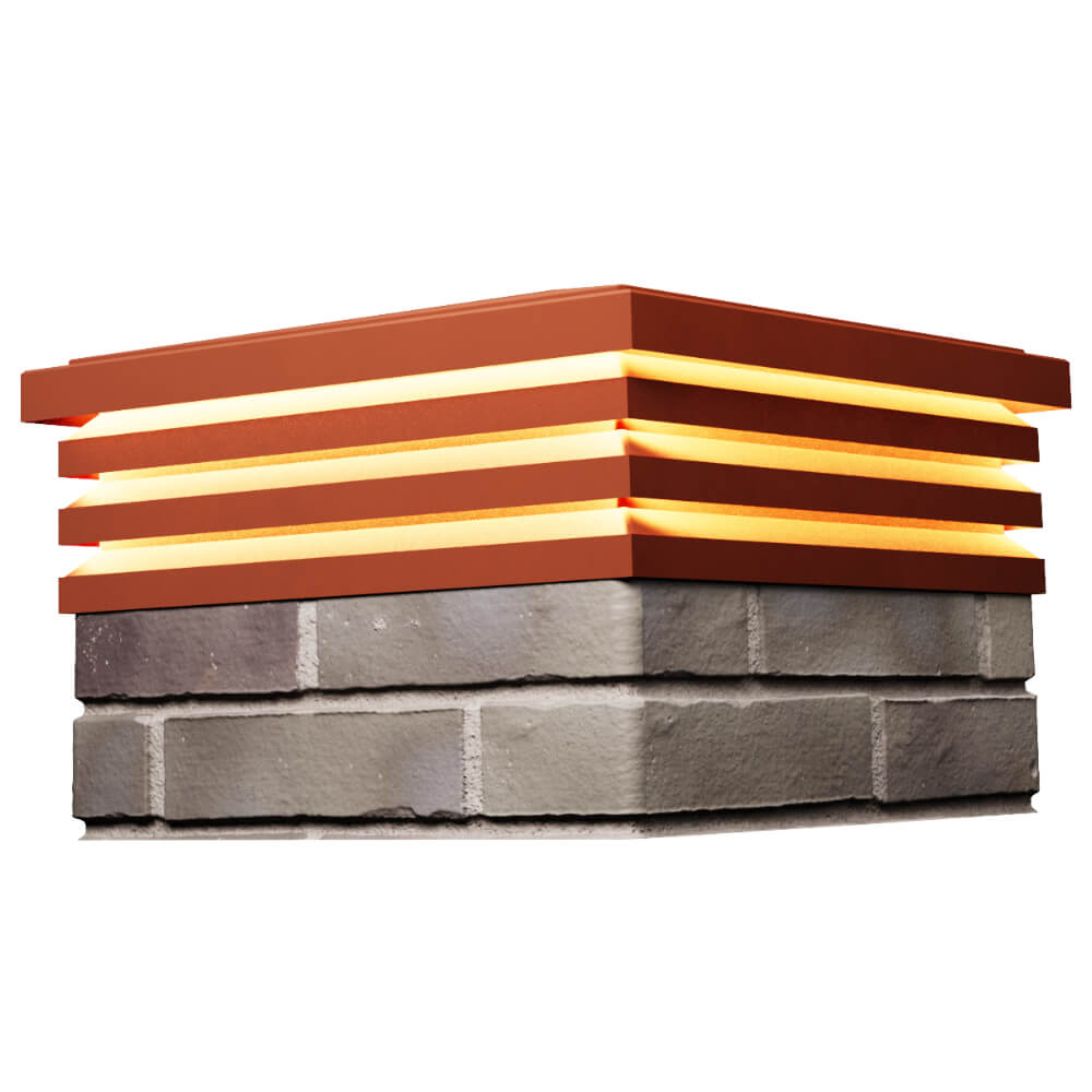 Колпак Zking Бона ХайТек Красный на столб 1.5х1.5 кирпича (385х385мм) с подсветкой в Альметьевске фото