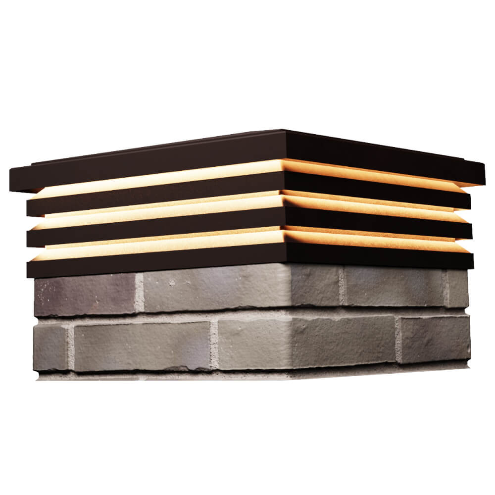 Колпак Zking Бона ХайТек Коричневый на столб 1.5х1.5 кирпича (385х385мм) с подсветкой в Альметьевске фото