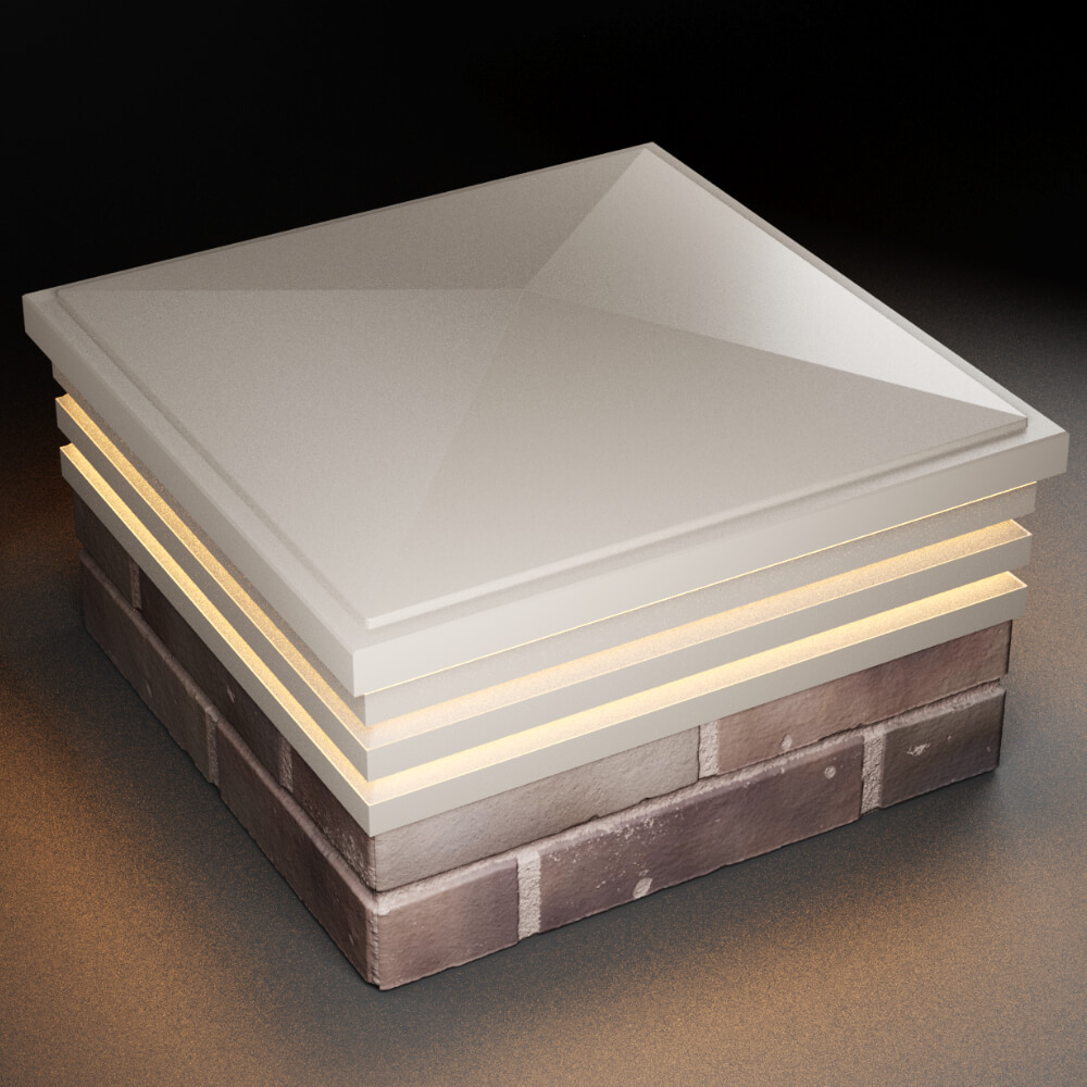 Колпак Zking Бона ХайТек Бежевый на столб 2х2 кирпича (513х513мм) с подсветкой в Альметьевске фото