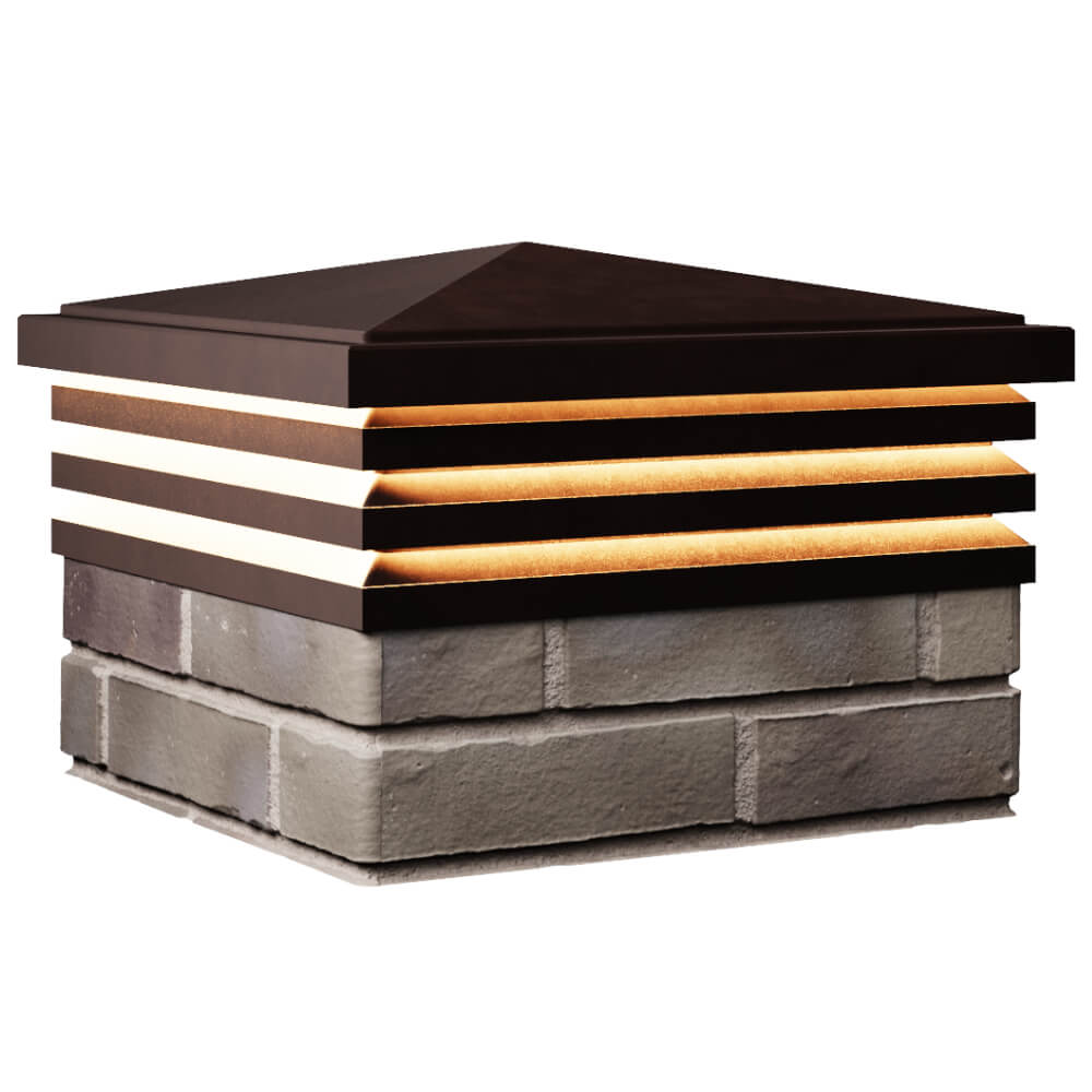 Колпак Zking Бона ХайТек Коричневый на столб 1.5х1.5 кирпича (385х385мм) с подсветкой в Альметьевске фото