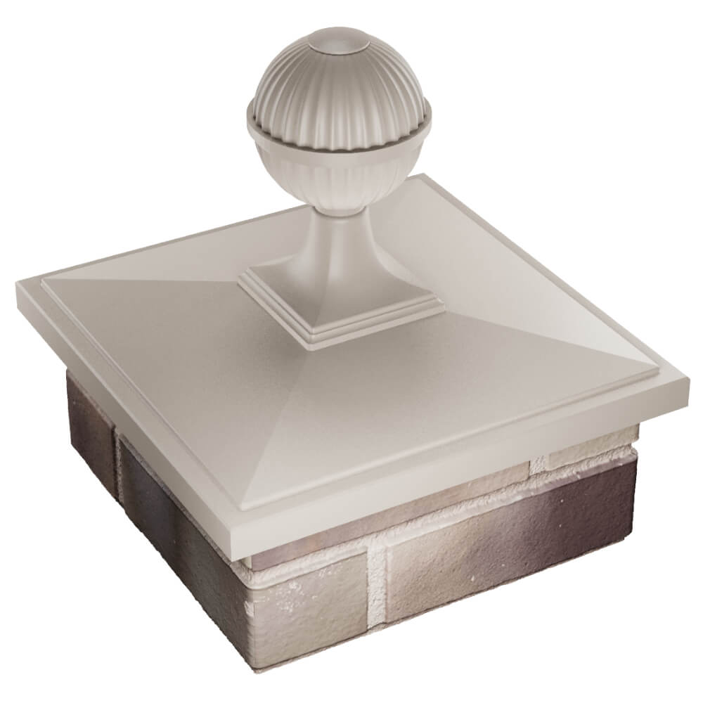 Колпак Zking БонаМоно Бежевый с шаром на столб 1.5х1.5 кирпича (385х385, 400х400мм) в сборе в Альметьевске фото