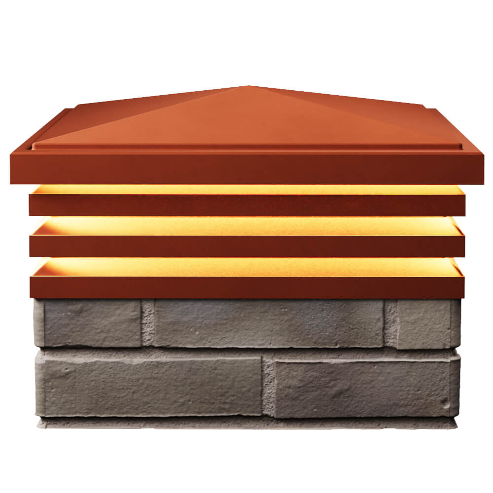 Колпак Zking Бона ХайТек Красный на столб 1.5х1.5 кирпича (385х385мм) с подсветкой в Альметьевске фото