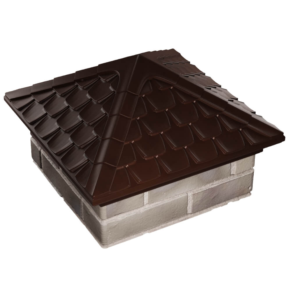 Колпак Zking Эльбрус Коричневый на столб 1.5х1.5 кирпича (385х385мм) в Альметьевске фото