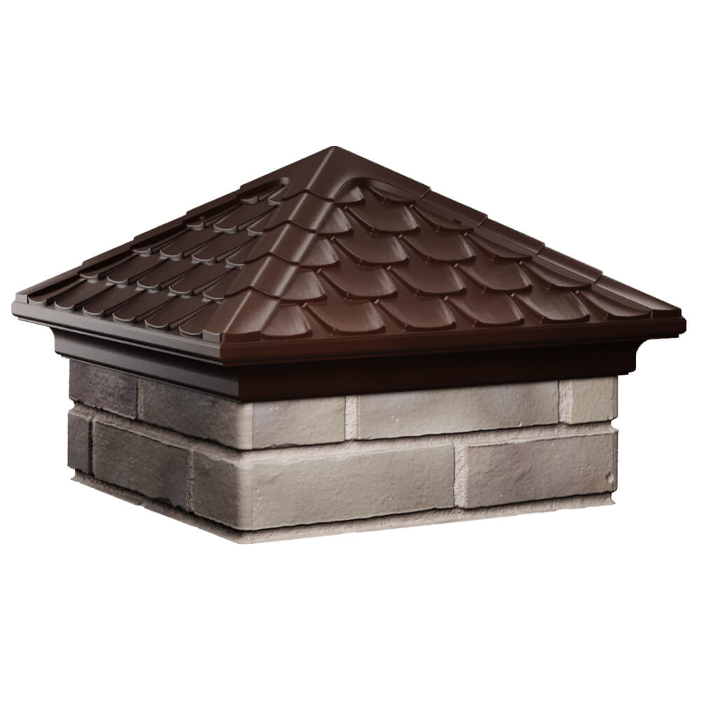 Колпак Zking Эльбрус Коричневый на столб 1.5х1.5 кирпича (385х385мм) в Альметьевске фото