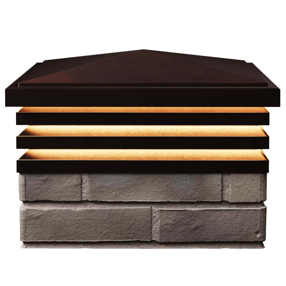 Колпак Zking Бона ХайТек Коричневый на столб 1.5х1.5 кирпича (385х385мм) с подсветкой в Альметьевске фото