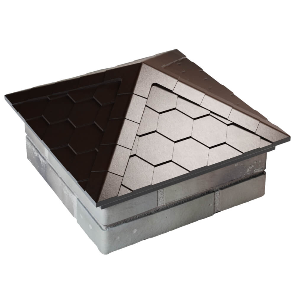 Колпак Zking Эверест Коричневый на столб 1.5х1.5 кирпича (390х390мм) в Альметьевске фото