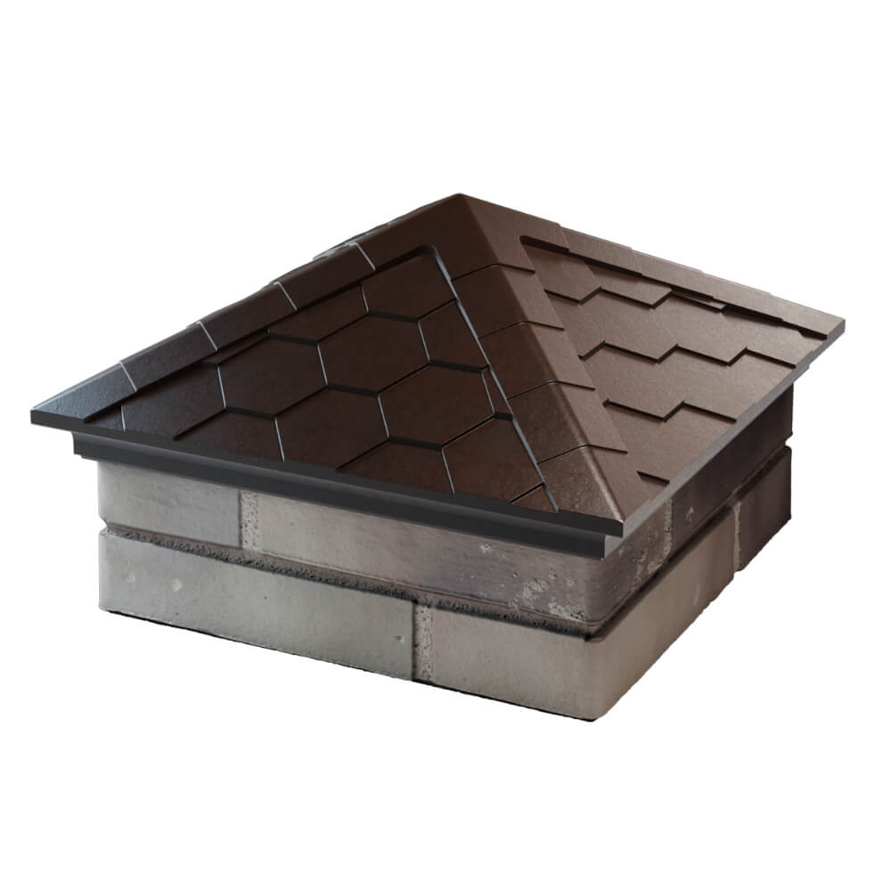 Колпак Zking Эверест Коричневый на столб 1.5х1.5 кирпича (390х390мм) в Альметьевске фото